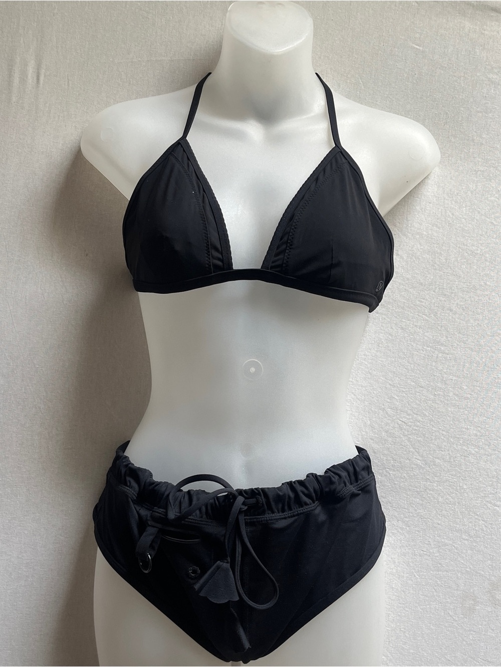 Lululemon Black Triangle Bikini Top & Reversible Floral Bottom Set M